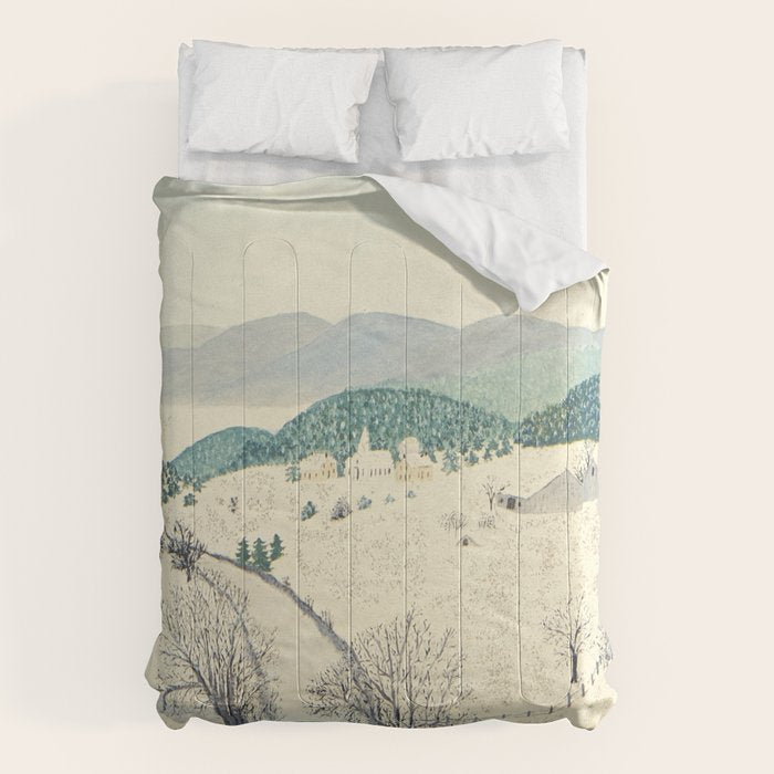 Anna Mary Robertson 'Grandma' Moses To Grandma's House We Go on Thanksgiving Day Folk Art Comforter Gallery Image 6