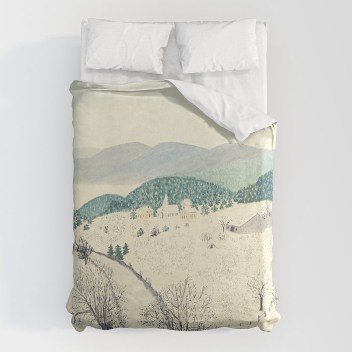 Anna Mary Robertson 'Grandma' Moses To Grandma's House We Go on Thanksgiving Day Folk Art Duvet Cover Gallery Image 6