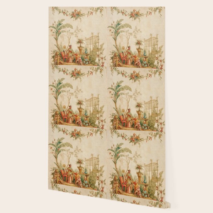 Antique 18th Century Chinoiserie Scene Jean Baptiste Pillement Wallpaper Gallery Image 2