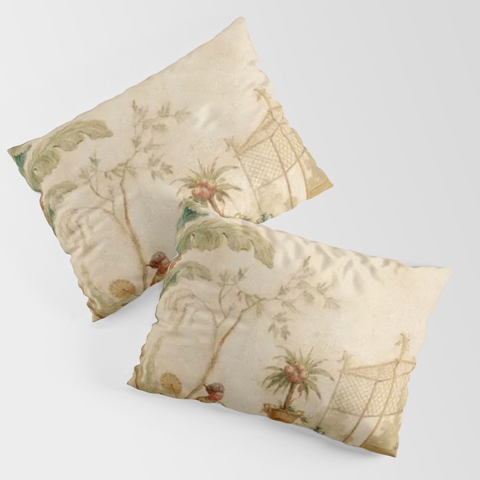 Antique 18th Century Chinoiserie Scene Jean Baptiste Pillement Pillow Sham Gallery Image 1