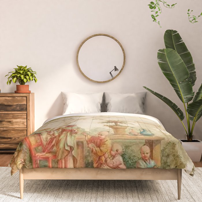 Antique 18th Century Chinoiserie Scene Jean Baptiste Pillement Comforter Gallery Image 3