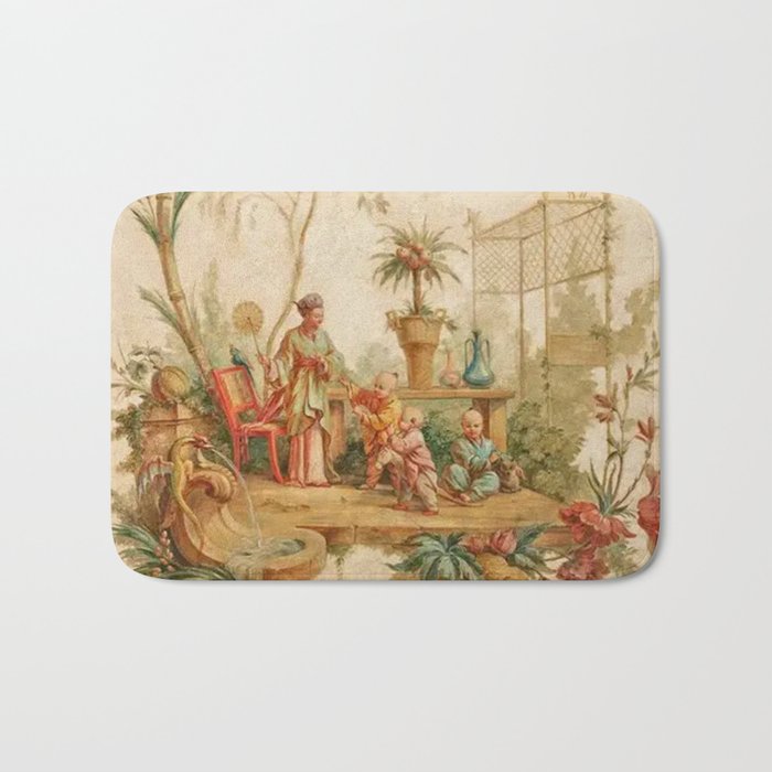 Antique 18th Century Chinoiserie Scene Jean Baptiste Pillement Bath Mat Gallery Image 1