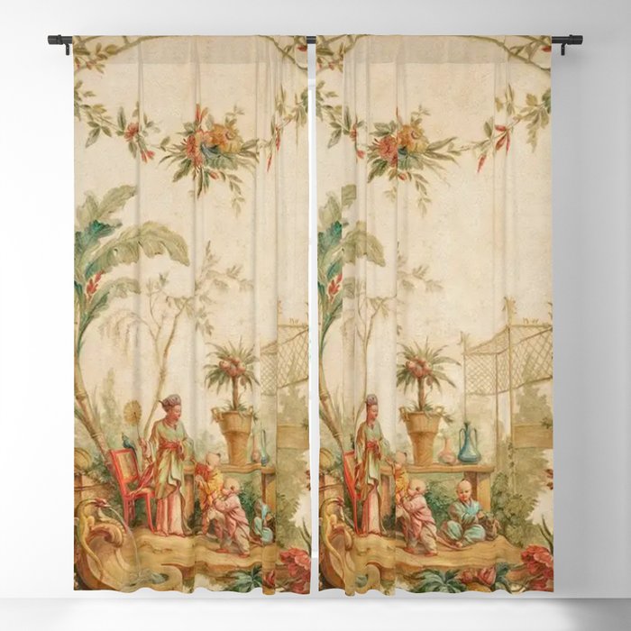 Antique 18th Century Chinoiserie Scene Jean Baptiste Pillement Window Curtain Gallery Image 5