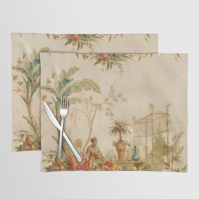 Antique 18th Century Chinoiserie Scene Jean Baptiste Pillement Placemat Gallery Image 1