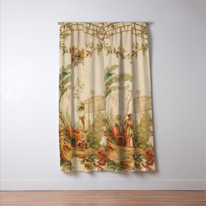 Antique 18th Century Chinoiserie Scene Jean Baptiste Pillement Window Curtain Gallery Image 3