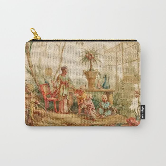 Antique 18th Century Chinoiserie Scene Jean Baptiste Pillement Carry All Pouch Gallery Image 1