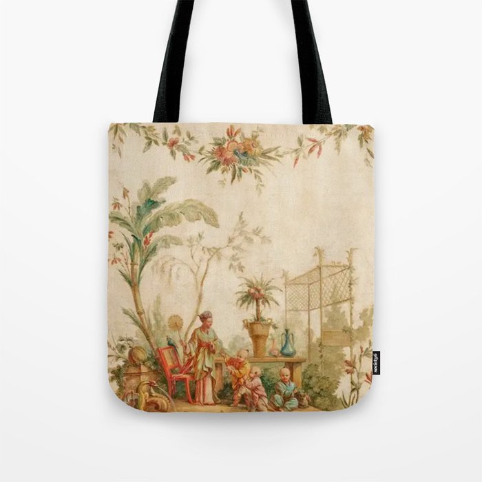 Antique 18th Century Chinoiserie Scene Jean Baptiste Pillement Tote Bag Gallery Image 1