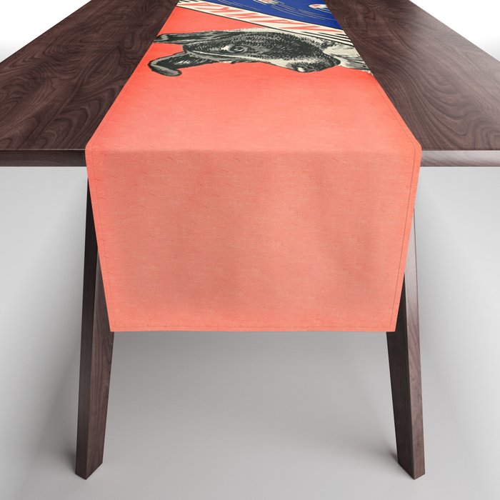 Laika, first space dog â Soviet vintage space poster [Sovietwave] Table Runner Gallery Image 1