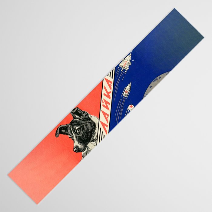 Laika, first space dog â Soviet vintage space poster [Sovietwave] Table Runner Gallery Image 3