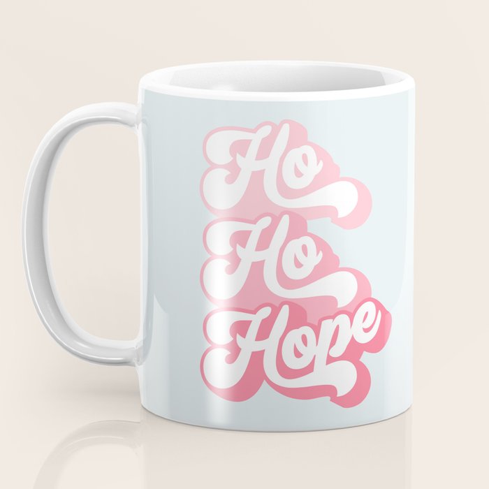 Retro Christmas Pun 'Ho Ho Hope' #positivevibes #Pink Coffee Mug Gallery Image 3