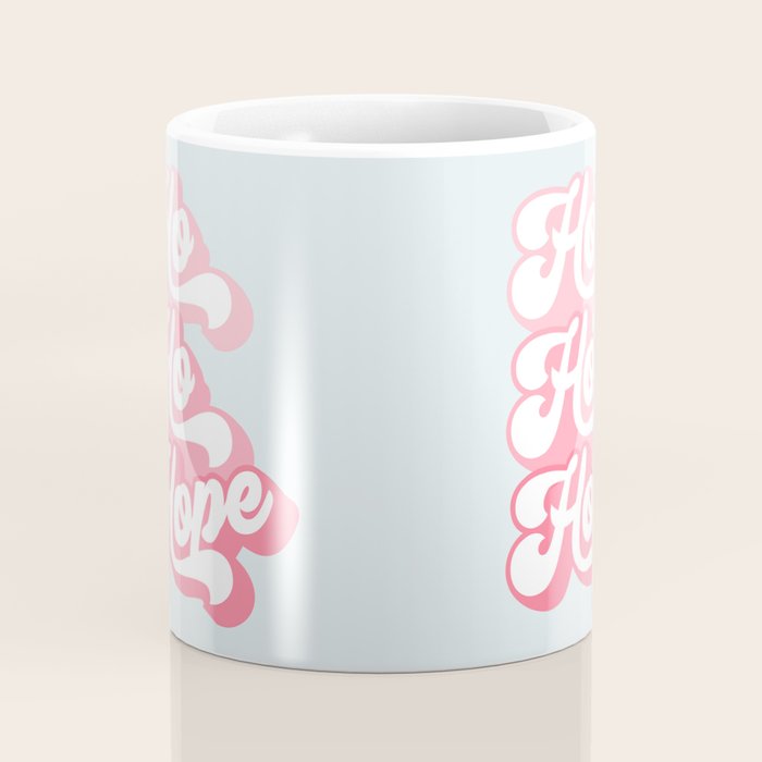 Retro Christmas Pun 'Ho Ho Hope' #positivevibes #Pink Coffee Mug Gallery Image 4