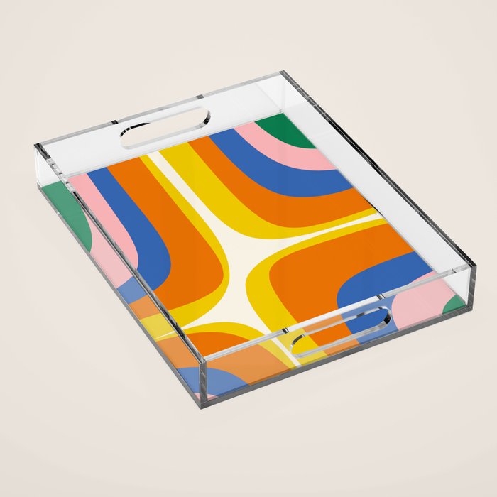 Colorful Abstract Retro Groove Pop Pattern Acrylic Tray Gallery Image 1