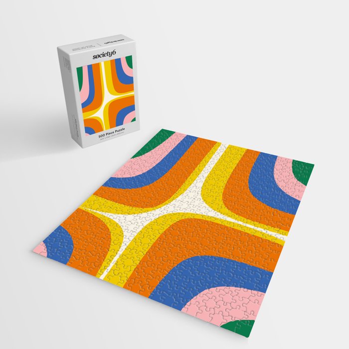 Colorful Abstract Retro Groove Pop Pattern Jigsaw Puzzle Gallery Image 2