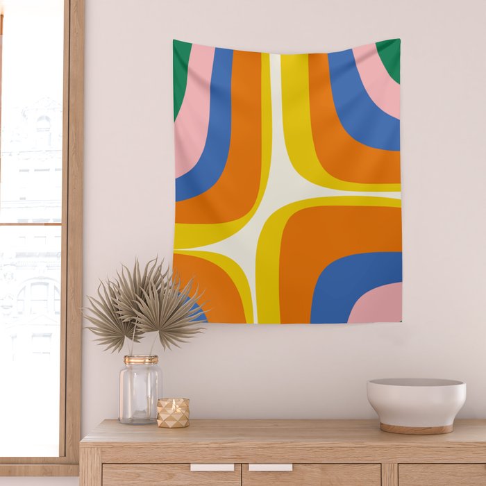 Colorful Abstract Retro Groove Pop Pattern Wall Tapestry Gallery Image 2