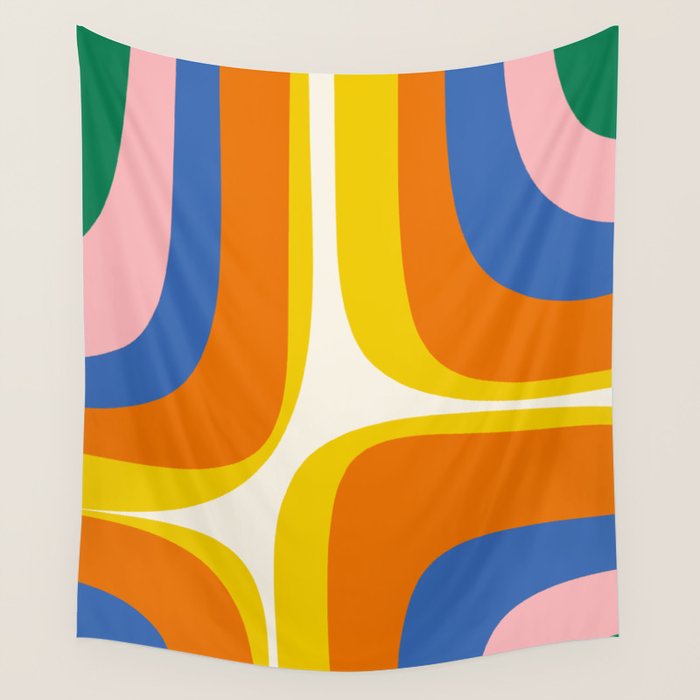 Colorful Abstract Retro Groove Pop Pattern Wall Tapestry Gallery Image 4