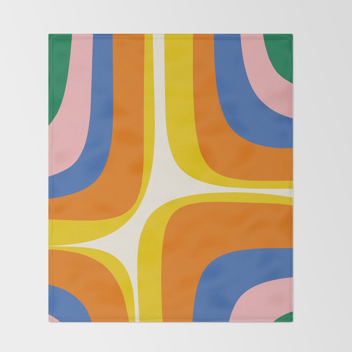 Colorful Abstract Retro Groove Pop Pattern Throw Blanket Gallery Image 2