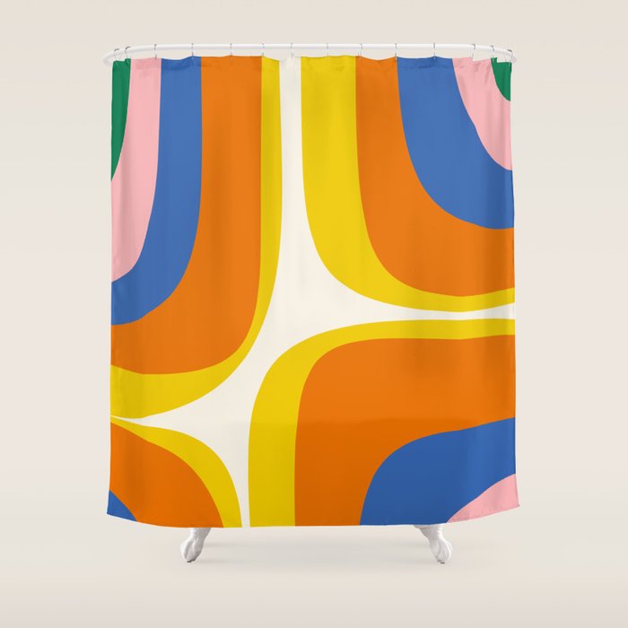 Colorful Abstract Retro Groove Pop Pattern Shower Curtain Gallery Image 1