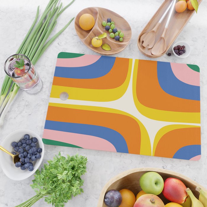 Colorful Abstract Retro Groove Pop Pattern Cutting Board Gallery Image 2