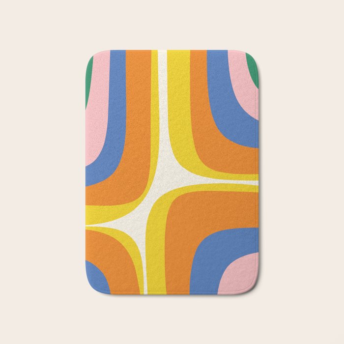 Colorful Abstract Retro Groove Pop Pattern Bath Mat Gallery Image 1