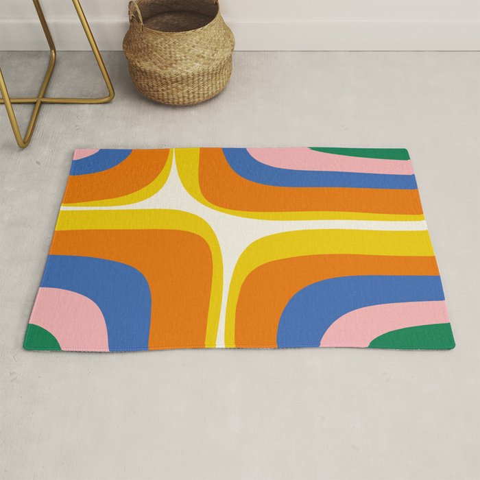 Colorful Abstract Retro Groove Pop Pattern Rug Gallery Image 1