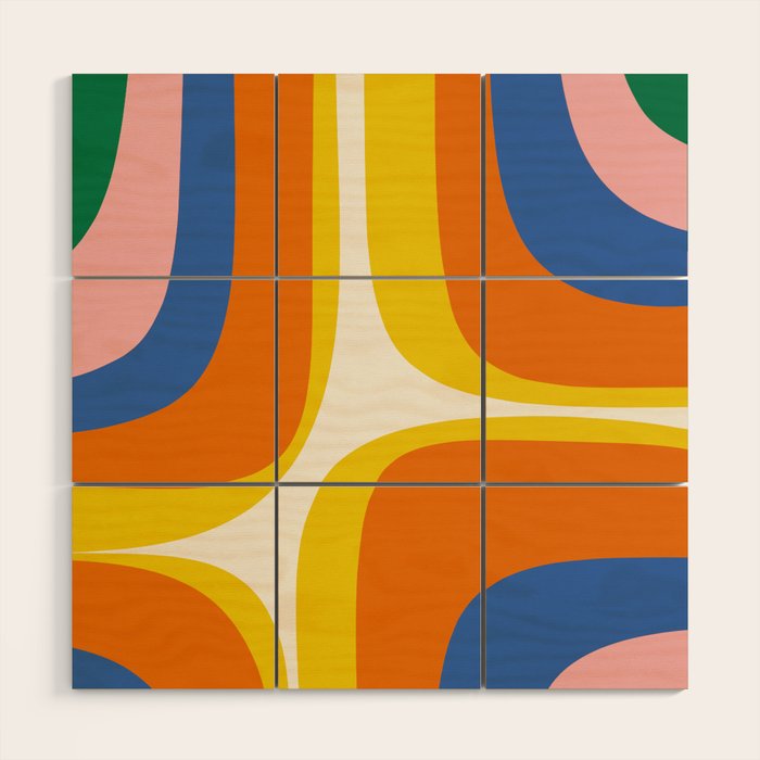 Colorful Abstract Retro Groove Pop Pattern Wood Wall Art Gallery Image 1