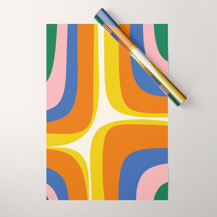 Colorful Abstract Retro Groove Pop Pattern Wrapping Paper Gallery Image 1