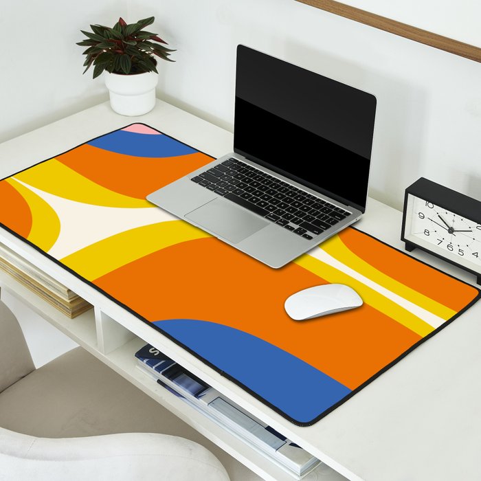 Colorful Abstract Retro Groove Pop Pattern Desk Mat Gallery Image 2