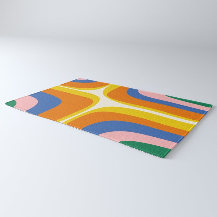 Colorful Abstract Retro Groove Pop Pattern Rug Gallery Image 3