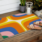 Colorful Abstract Retro Groove Pop Pattern Outdoor Rug Gallery Image 2
