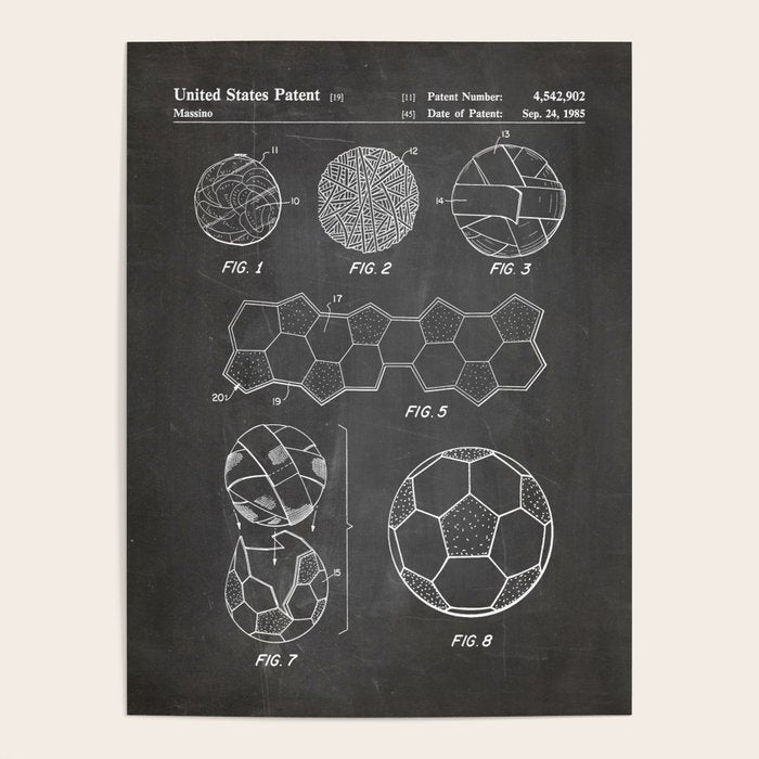 Soccer Ball Patent - Football Art - Black Chalkboard Poster Gallery Image 1
