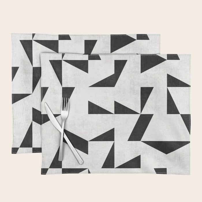 Mid-Century Modern Pattern No.11 - Black and White Conrete Placemat Gallery Image 1
