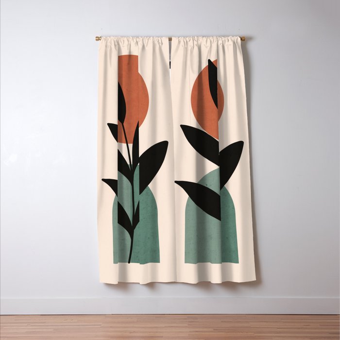 Abstract Art Tropical Leaf 16 Window Curtain Gallery Image 3