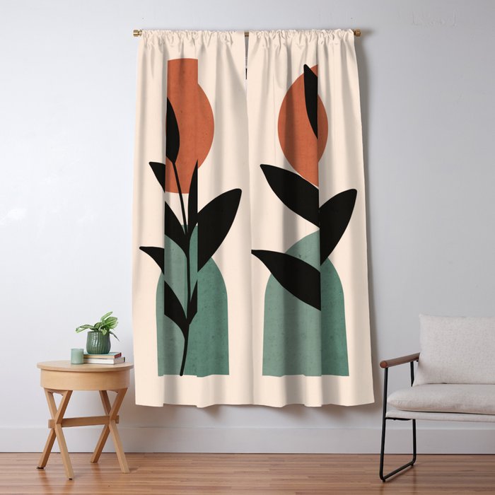 Abstract Art Tropical Leaf 16 Window Curtain Gallery Image 5