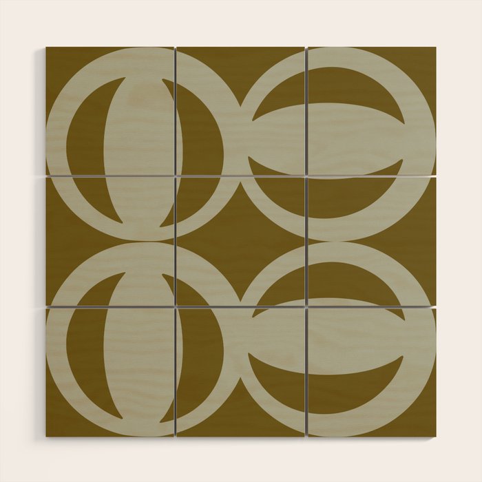 Retro Orbit Brown Olive - Mid Century Modern Geometric Wood Wall Art Gallery Image 1