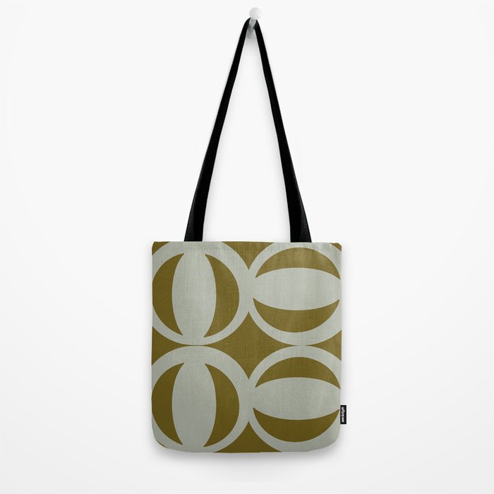 Retro Orbit Brown Olive - Mid Century Modern Geometric Tote Bag Gallery Image 2