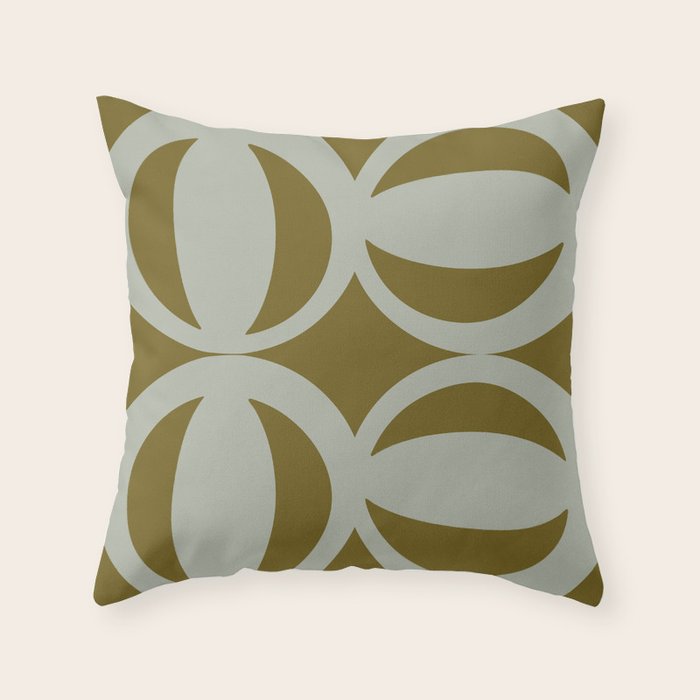 Retro Orbit Brown Olive - Mid Century Modern Geometric Throw Pillow Gallery Image 6