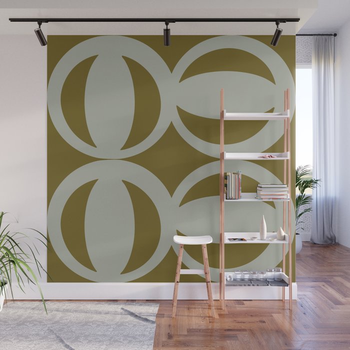 Retro Orbit Brown Olive - Mid Century Modern Geometric Wall Mural Gallery Image 1