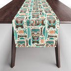 Tiki Hut Cream Aqua Table Runner Gallery Image 1