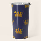 Royal Blue with Gold Crowns Travel Mug Gallery Image 2