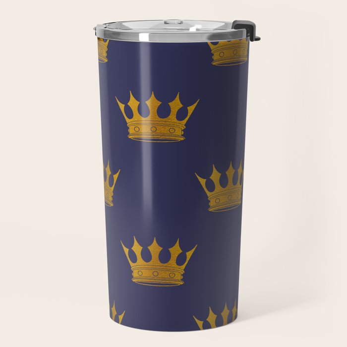 Royal Blue with Gold Crowns Travel Mug Gallery Image 2