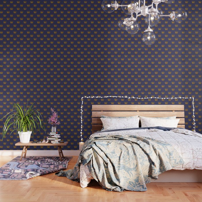 Royal Blue with Gold Crowns Wallpaper Gallery Image 1