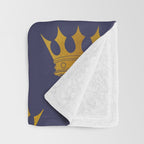 Royal Blue with Gold Crowns Throw Blanket Gallery Image 3