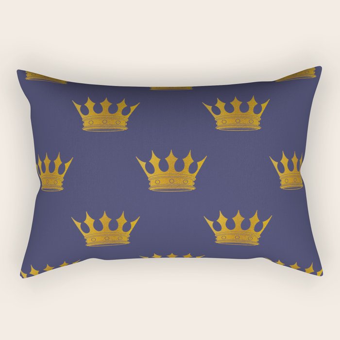 Royal Blue with Gold Crowns Rectangular Pillow Gallery Image 2