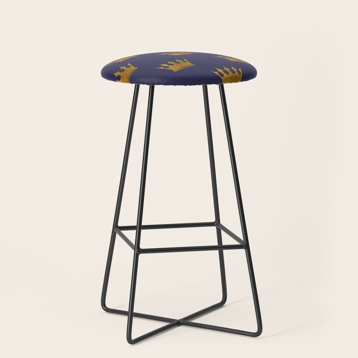 Royal Blue with Gold Crowns Stool Gallery Image 1