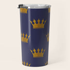 Royal Blue with Gold Crowns Travel Mug Gallery Image 3