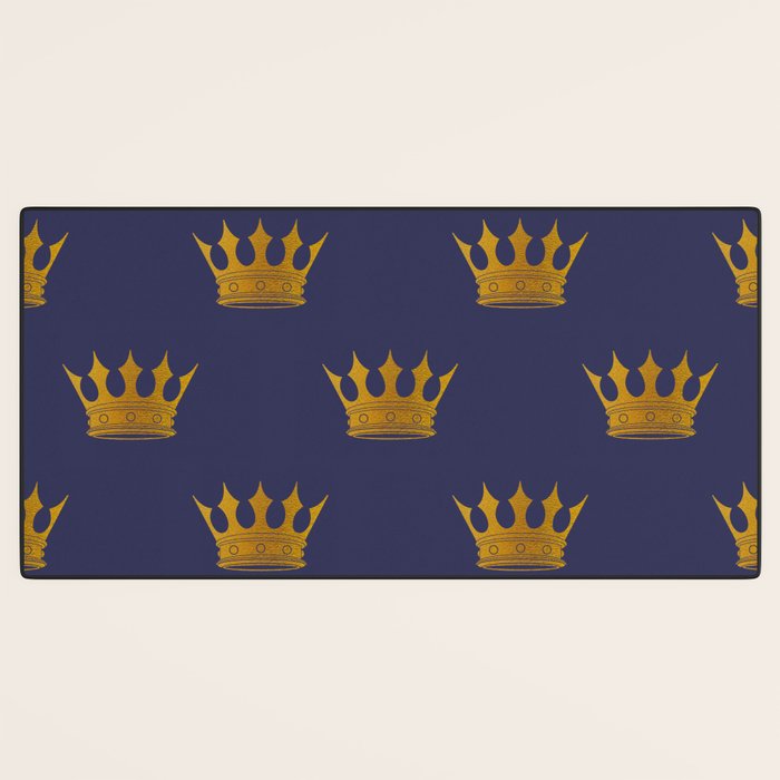 Royal Blue with Gold Crowns Desk Mat Gallery Image 3