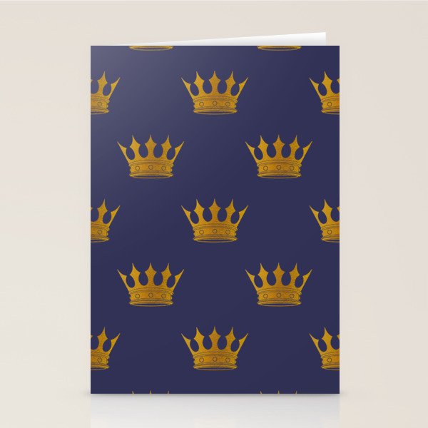 Royal Blue with Gold Crowns Stationery Card Gallery Image 1