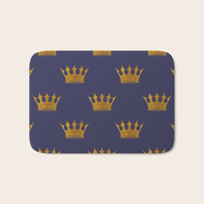 Royal Blue with Gold Crowns Bath Mat Gallery Image 1