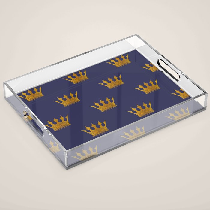 Royal Blue with Gold Crowns Acrylic Tray Gallery Image 1