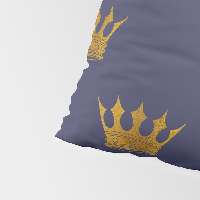 Royal Blue with Gold Crowns Pillow Sham Gallery Image 4